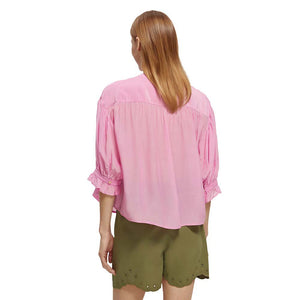 Scotch & Soda ELBOW SLEEVE POPOVER BLOUSE ORCHID PINK