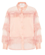 Beatrice B Baby Pink Semi Transparent Blouse with fringing details