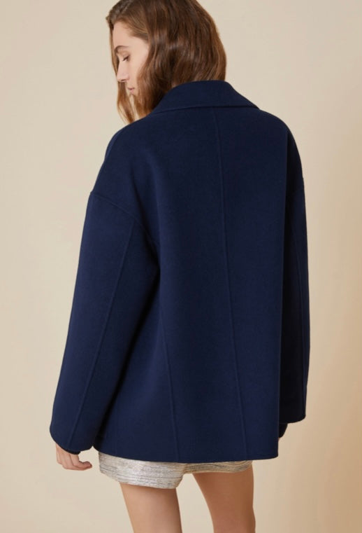 PennyBlack Navy Double Faced Wool Pea Coat
