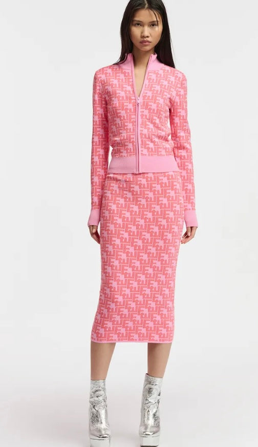 Essentiel Antwerp Pink Jacquard Zippy Jacket