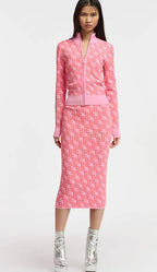 Essentiel Antwerp Pink Jacquard Zippy Jacket