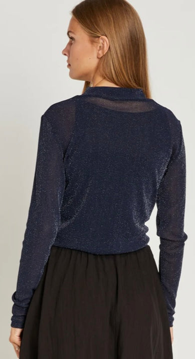 RDF Navy shimmer Crew Neck Top