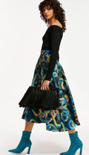 Load image into Gallery viewer, Essentiel Antwerp Black Jacquard Pleated Midi Skirt with Multicoloured Abstract Print
