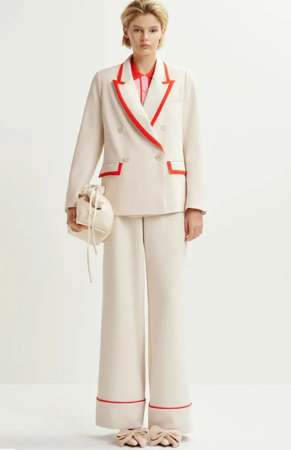 Essentiel Antwerp Off White with Orange/ Red Trim Blazer