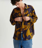 Essentiel Antwerp Bronze & Navy Silk Floral Print Shirt
