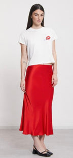 Ottodame Red Satin Slip Skirt