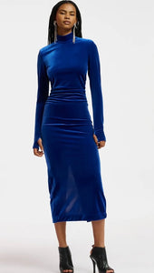 Essentiel Antwerp Blue Velvet Stretch Dress