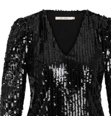 RDF Jet Black Sequins Long Sleeve Top