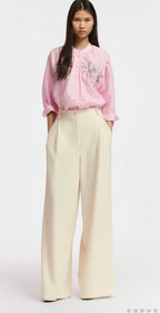 Essentiel Antwerp Pink & White Stripe Cotton Shirt with sequin / embroidered motif