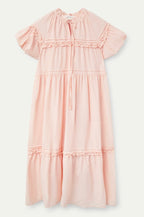 Compania Baby Pink Tiered Midi Dress with frills