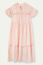 Load image into Gallery viewer, Compania Baby Pink Tiered Midi Dress with frills
