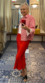 Ottodame Red Satin Slip Skirt