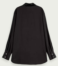 Load image into Gallery viewer, Scotch &amp; Soda Slate Black Relaxed Shirt with Beaded Collar
