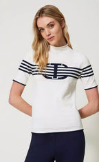 Twinset Two Tone Turtle Neck Sweater