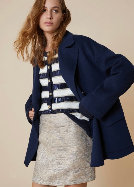 PennyBlack Navy Double Faced Wool Pea Coat