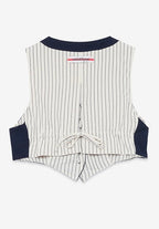Ottod’Ame Navy  Linen blend Cropped Waistcoat Top