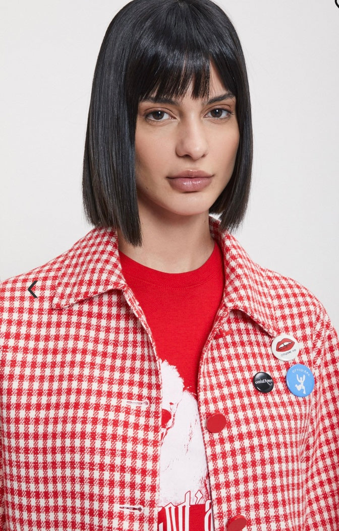 Ottodame Red Vichy Jacket with Badges