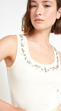 Load image into Gallery viewer, Otto’dame White Jersey Tank Top with Crystals
