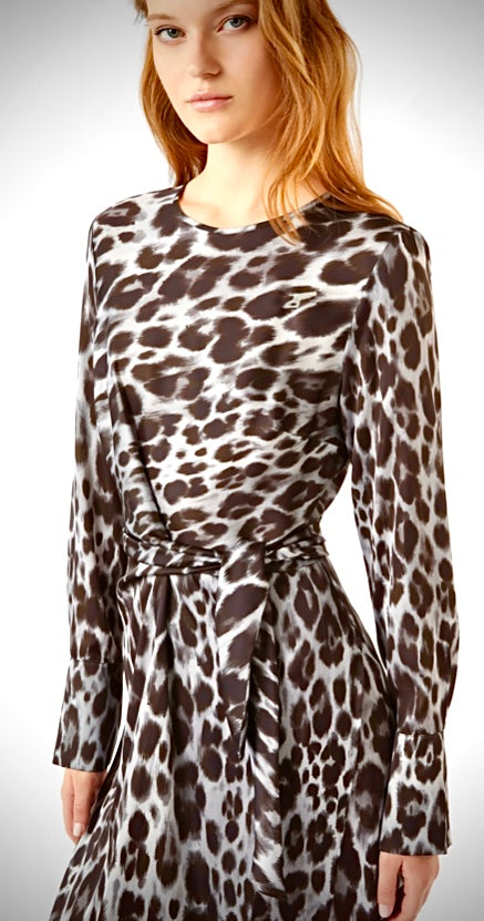 PENNYBLACK Black & Grey Leopard Print Dress