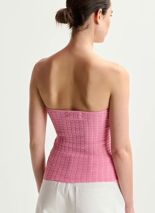Essentiel Antwerp Pink Knitted Strapless Top
