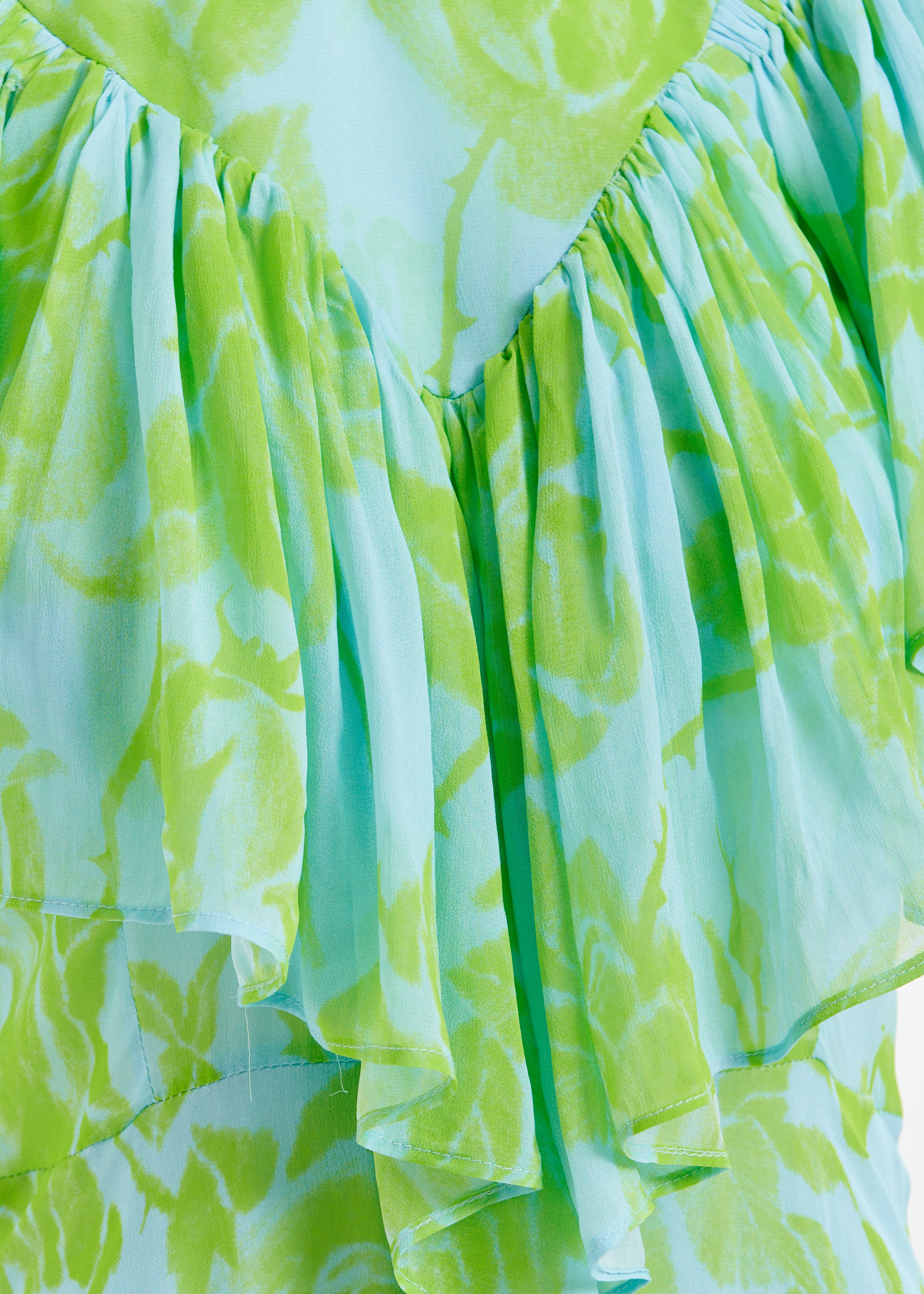 Essentiel Antwerp Green & Blue Floral Chiffon Midi Dress