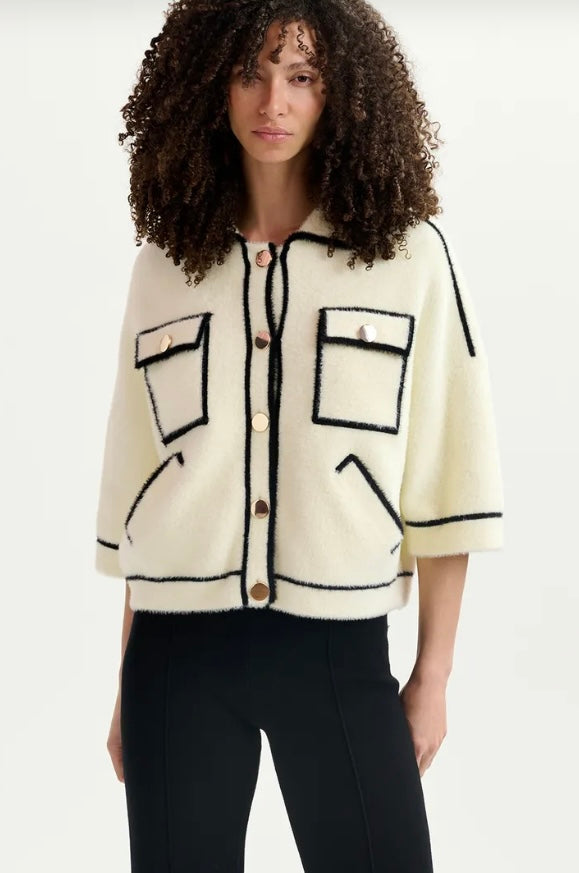 Essentiel Antwerp Off-White Fluffy Cardi-Jacket