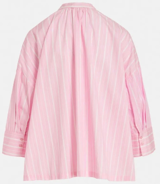 Essentiel Antwerp Pink & White Stripe Cotton Shirt with sequin / embroidered motif