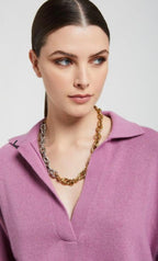 Otto’dame Rose Pink Cashmere Blend Jumper with Collar