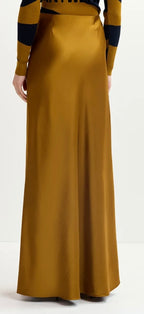 Essentiel Antwerp Bronze Maxi Satin Slip Skirt