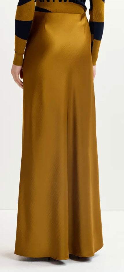 Essentiel Antwerp Bronze Maxi Satin Slip Skirt