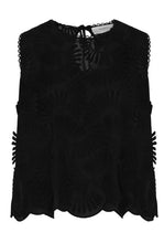 Load image into Gallery viewer, Beatrice B Black Embossed Appliqué Cotton Top
