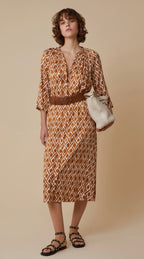 PennyBlack Tobacco & Soft White Diamond Print Shirt Dress