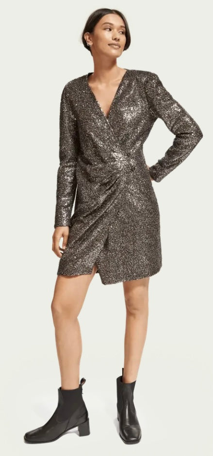 Scotch & Soda Sequin Wrap Mini Dress
