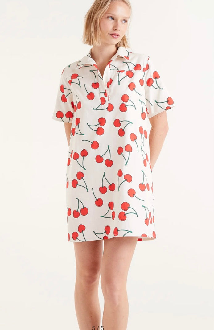 Compania Cherry Print a short Shift Dress