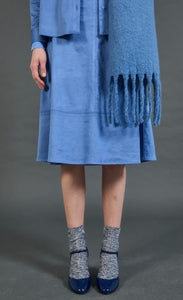 Compania Fantastisca Blue Suede Midi Skirt