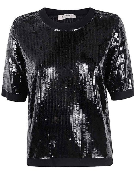 Twinset Milano Black Sequins Sweater