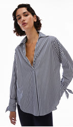 PENNYBLACK Navy & White Striped Oversized Shirt