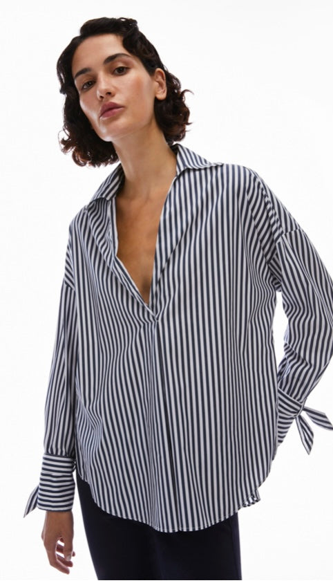 PENNYBLACK Navy & White Striped Oversized Shirt