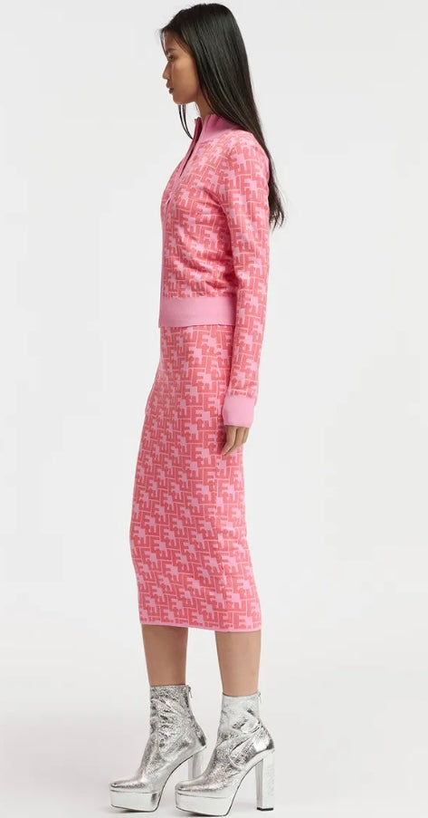 Essentiel Antwerp Pink Jacquard Zippy Jacket