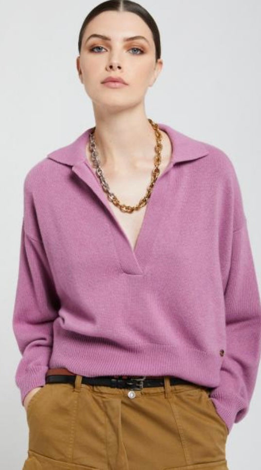 Otto’dame Rose Pink Cashmere Blend Jumper with Collar