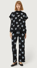 Compania Fantastica Black Floral Jacquard Sleeveless Pullover