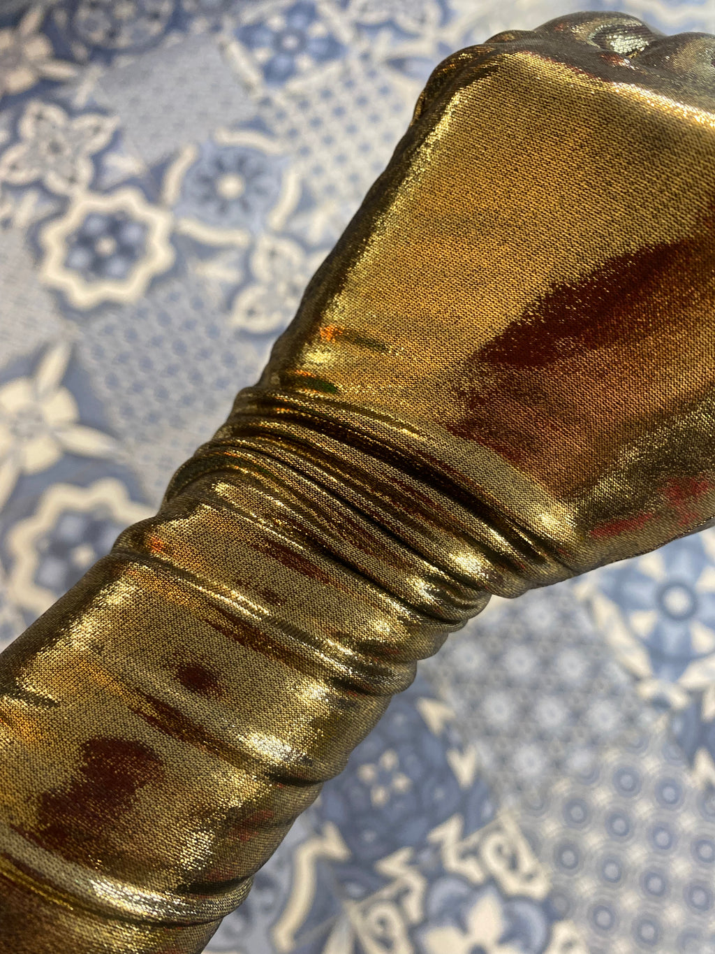 Ottod’Ame Gold Metallic Long Gloves