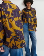 Essentiel Antwerp Bronze & Navy Silk Floral Print Shirt