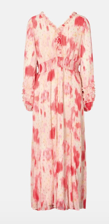 RDF Pink & Off-White Abstract Floral Midi Dress