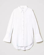 Twinset White Tuxedo Long Shirt with removable cuffs