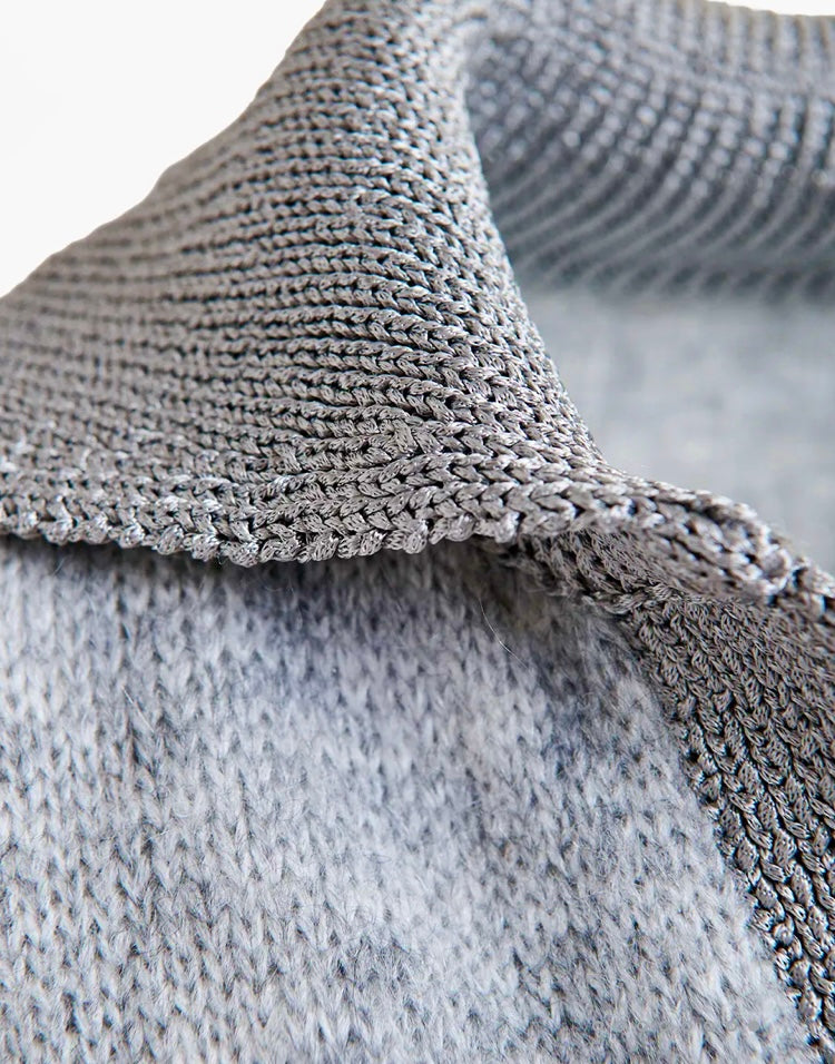 Essentiel Antwerp Silver & Dove Grey Wool Polo Sweater