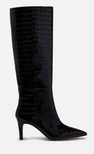 Load image into Gallery viewer, PENNYBLACK Black Crocodile Italian Leather High Heel Boots
