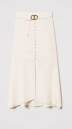 Twinset Caramel colour Linen Blend Midi Skirt