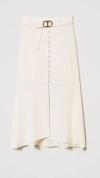 Twinset Caramel colour Linen Blend Midi Skirt