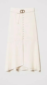 Twinset Toffee colour Linen Blend Midi Skirt